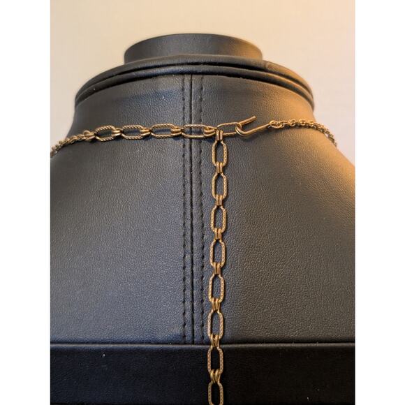 Vintage/Antique Gold Tone Frosted Brown Bead Dangle Chain Hook Clasp Necklace - Picture 4 of 5